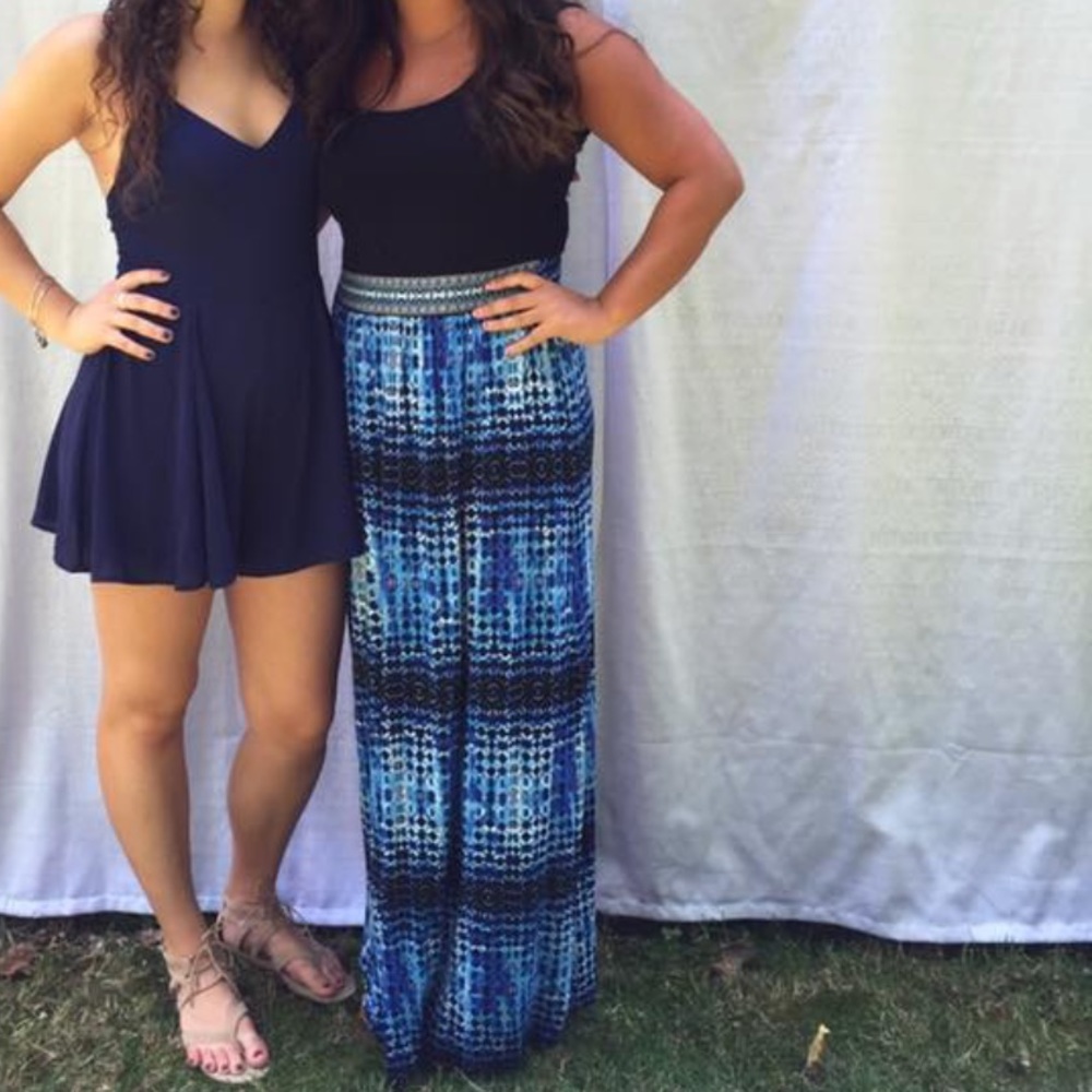 Black and Blue Maxi Dress